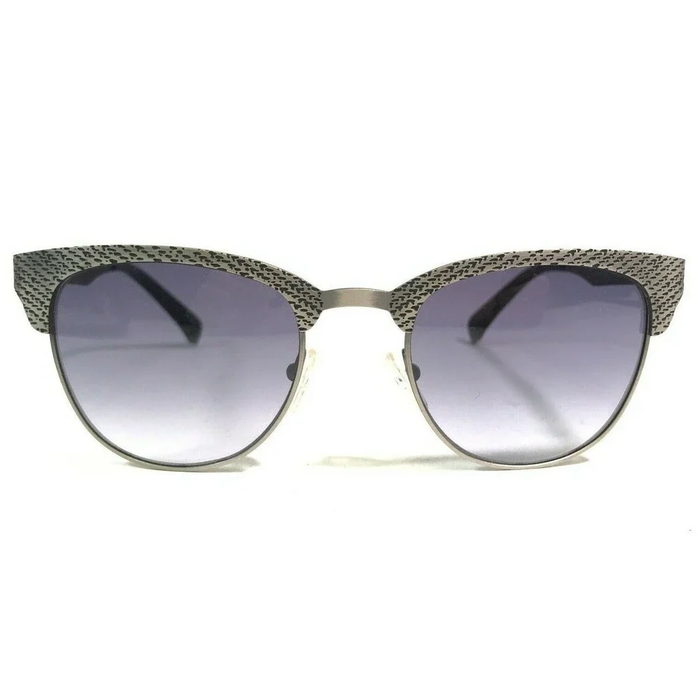 Calvin Klein Jeans Sunglasses CKJ114S 006 Gray Round Frames with Purple Lenses